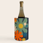 Les Fleurs Cheerful Retro Flowers in Vase Blue Wine Chiller Gallery Image 3