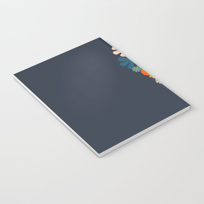 Les Fleurs Cheerful Retro Flowers in Vase Blue Notebook Gallery Image 3