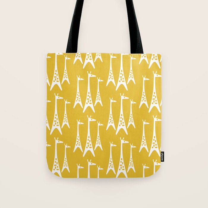 Mid Century Modern Giraffe Pattern 221 Mustard Yellow Tote Bag Gallery Image 1
