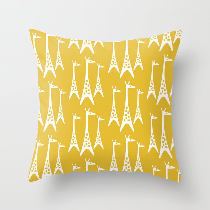 Mid Century Modern Giraffe Pattern 221 Mustard Yellow Throw Pillow Gallery Image 6