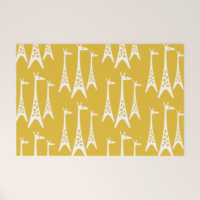 Mid Century Modern Giraffe Pattern 221 Mustard Yellow Welcome Mat Gallery Image 1