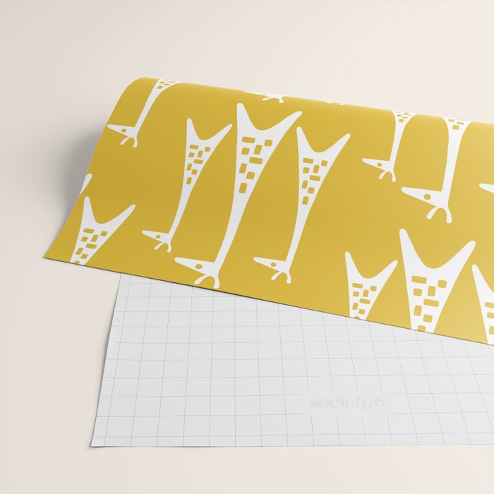 Mid Century Modern Giraffe Pattern 221 Mustard Yellow Wrapping Paper Gallery Image 2
