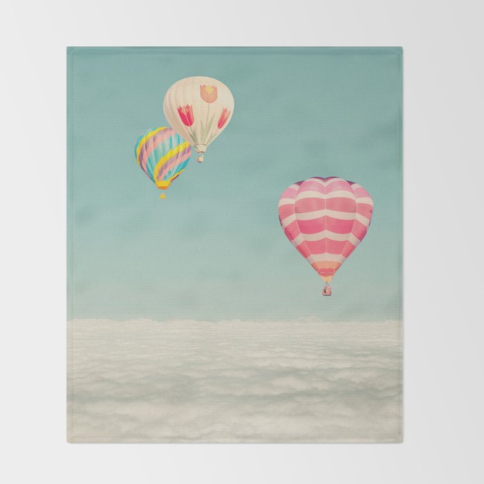 Up Above - Hot Air Balloons Over Clouds Throw Blanket Gallery Image 2