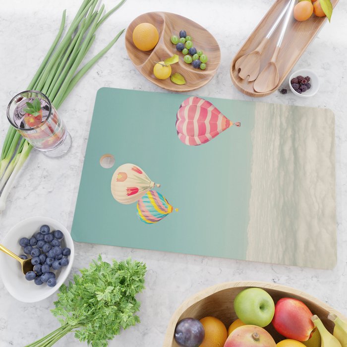 Up Above - Hot Air Balloons Over Clouds Cutting Board Gallery Image 2