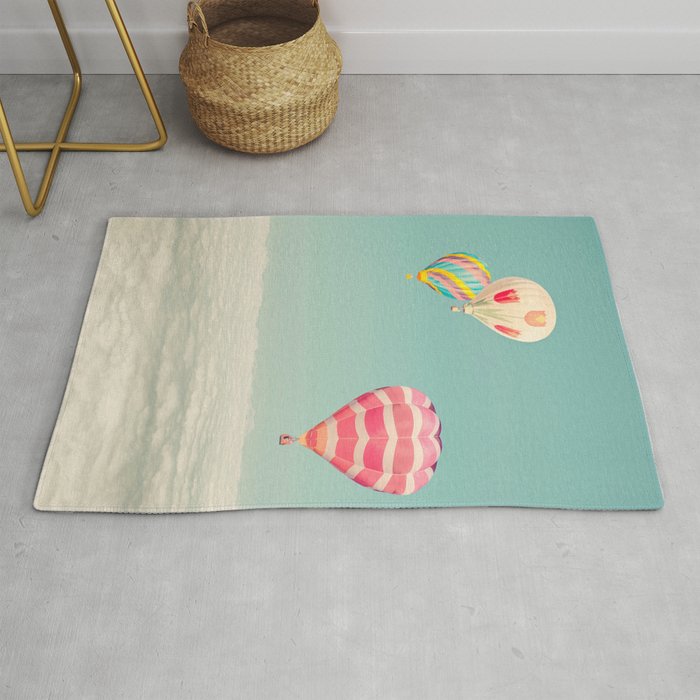 Up Above - Hot Air Balloons Over Clouds Rug Gallery Image 1