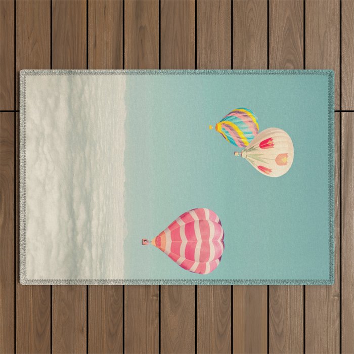 Up Above - Hot Air Balloons Over Clouds Outdoor Rug Gallery Image 1