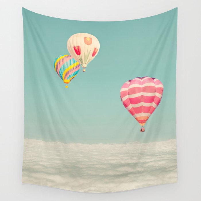 Up Above - Hot Air Balloons Over Clouds Wall Tapestry Gallery Image 4