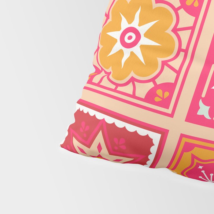 Talavera Mexican Tile - Hot Pink & Orange Palette Pillow Sham Gallery Image 4