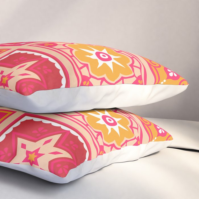 Talavera Mexican Tile - Hot Pink & Orange Palette Pillow Sham Gallery Image 3