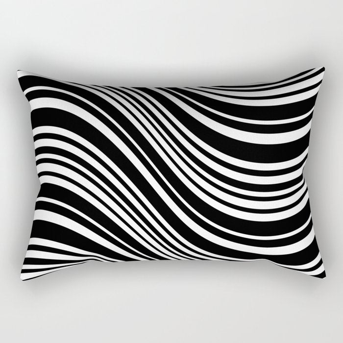 Wavy Stripes XLI - Black and White Rectangular Pillow Gallery Image 2