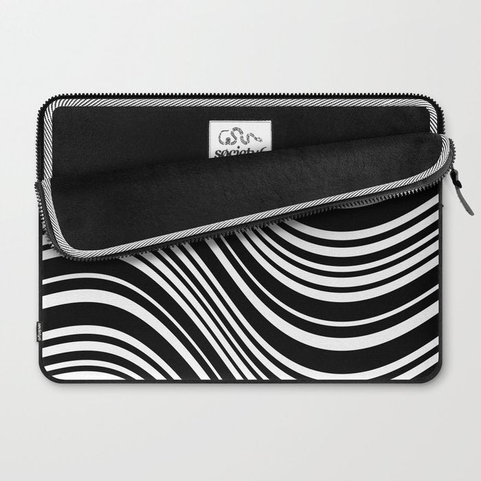 Wavy Stripes XLI - Black and White Laptop Sleeve Gallery Image 2