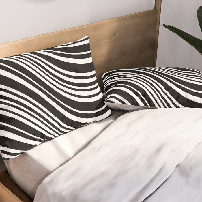Wavy Stripes XLI - Black and White Pillow Sham Gallery Image 2