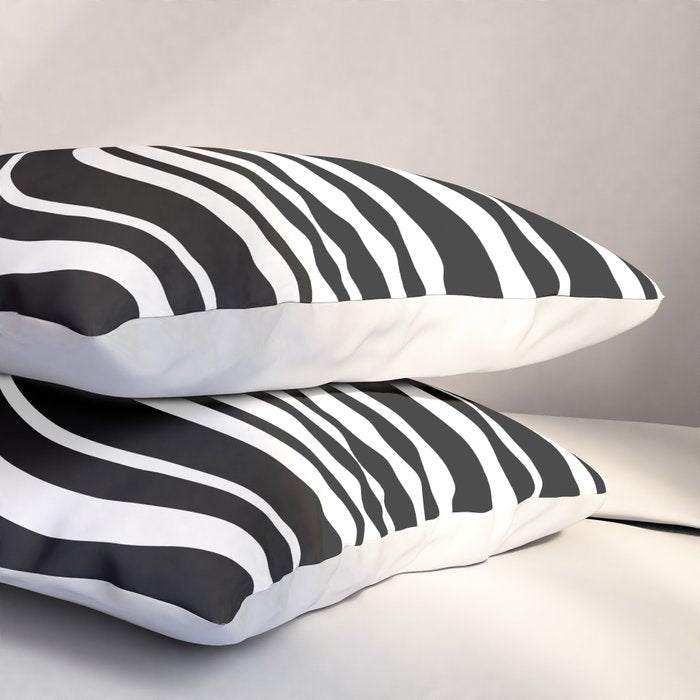 Wavy Stripes XLI - Black and White Pillow Sham Gallery Image 3