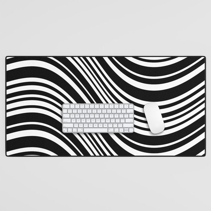 Wavy Stripes XLI - Black and White Desk Mat Gallery Image 1