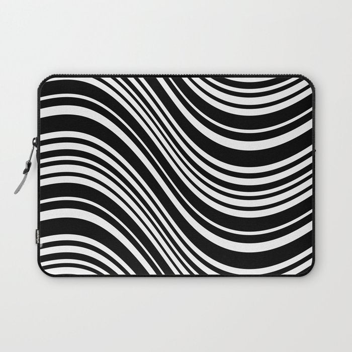 Wavy Stripes XLI - Black and White Laptop Sleeve Gallery Image 1