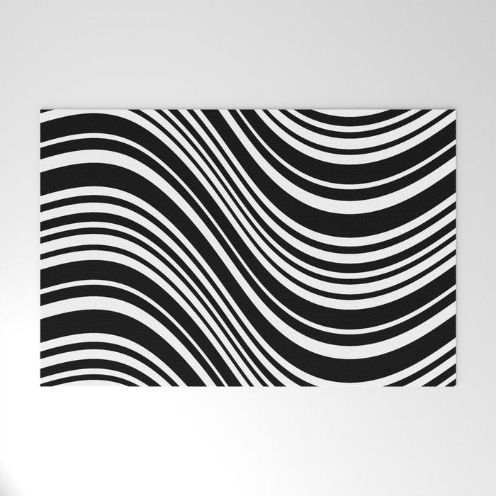 Wavy Stripes XLI - Black and White Welcome Mat Gallery Image 1