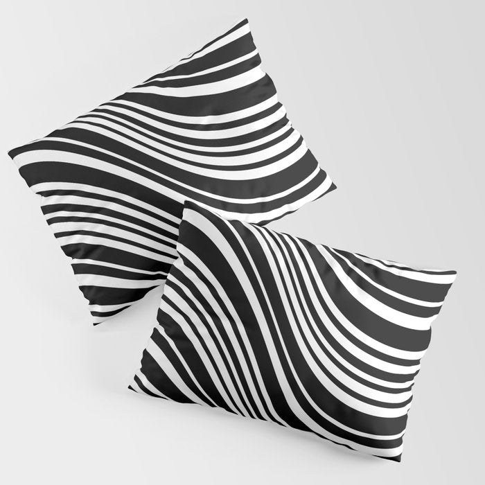 Wavy Stripes XLI - Black and White Pillow Sham Gallery Image 3