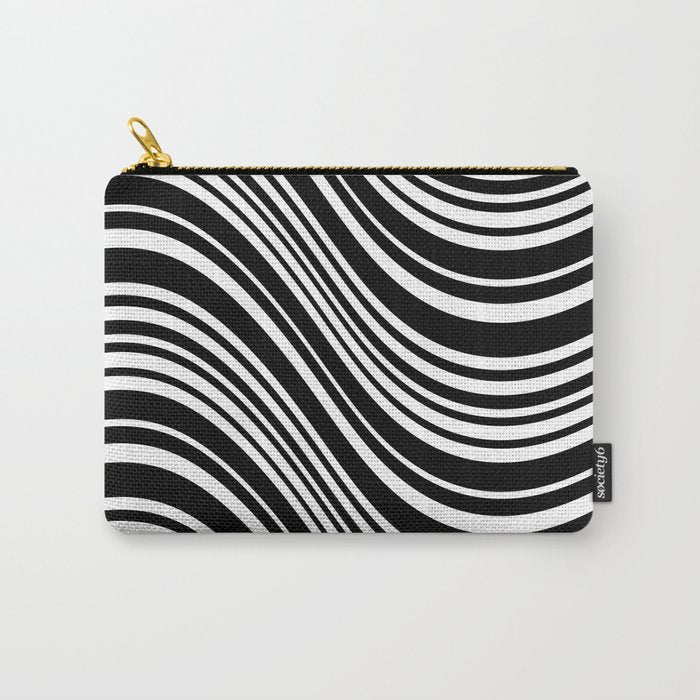 Wavy Stripes XLI - Black and White Carry All Pouch Gallery Image 1