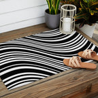 Wavy Stripes XLI - Black and White Outdoor Rug Gallery Image 2