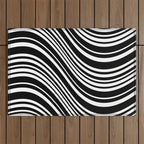 Wavy Stripes XLI - Black and White Outdoor Rug Gallery Image 1