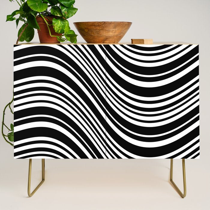 Wavy Stripes XLI - Black and White Credenza Gallery Image 1