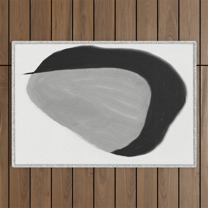 Black and gray abstract shape Outdoor Rug Gallery Image 1