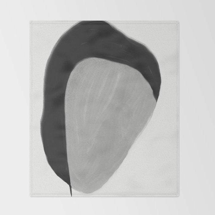 Black and gray abstract shape Throw Blanket Gallery Image 2