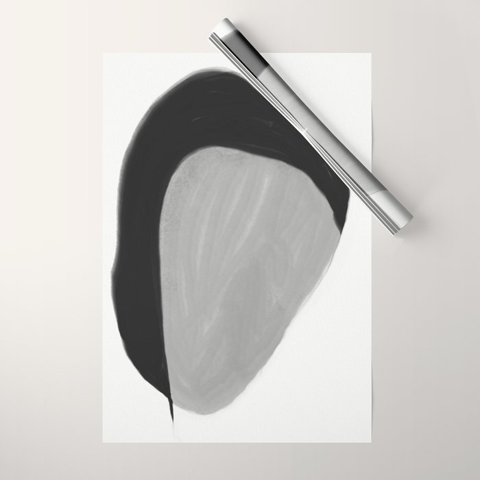 Black and gray abstract shape Wrapping Paper Gallery Image 1