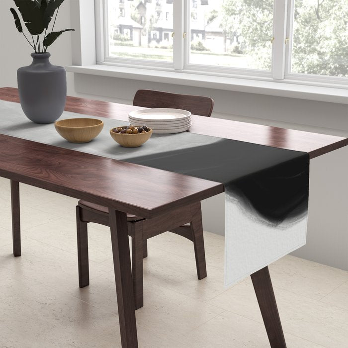 Black and gray abstract shape Table Runner Gallery Image 2
