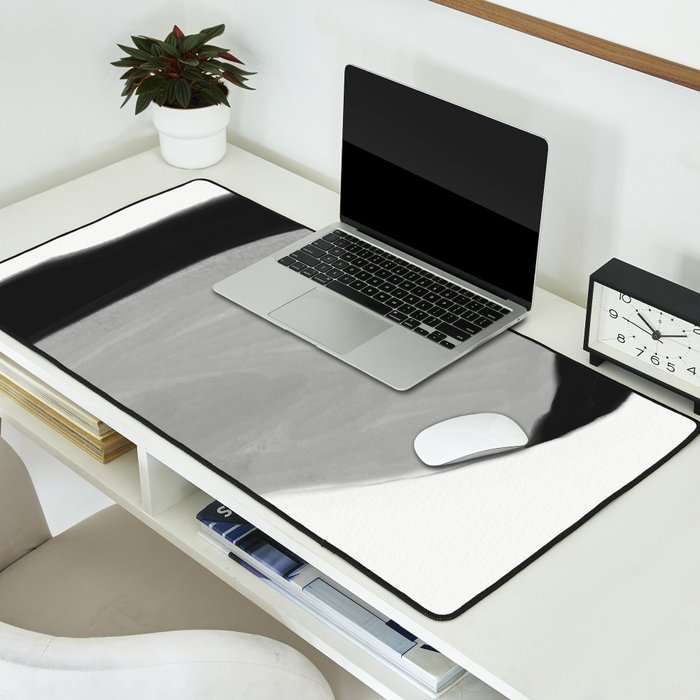 Black and gray abstract shape Desk Mat Gallery Image 2