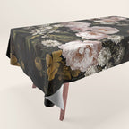 Antique Botanical Roses And  Chamomile Midnight Garden Tablecloth Gallery Image 1