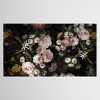 Antique Botanical Roses And  Chamomile Midnight Garden Tablecloth Gallery Image 2
