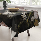Antique Botanical Roses And  Chamomile Midnight Garden Tablecloth Gallery Image 3