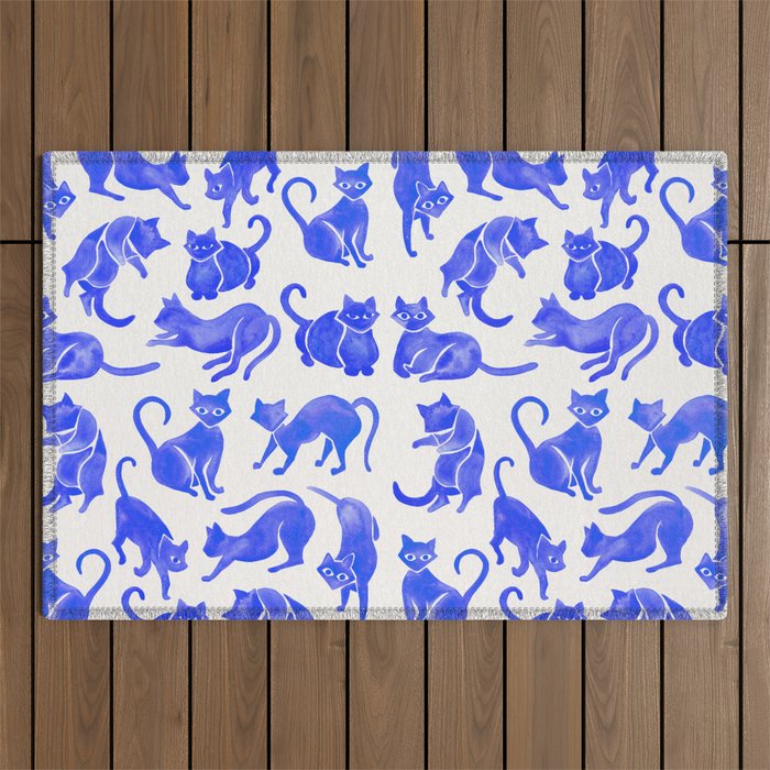 Cat Positions - Blue Palette Outdoor Rug Gallery Image 1
