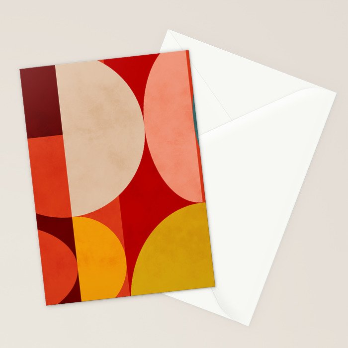 shapes of red mid century art Stationery Card Gallery Image 2