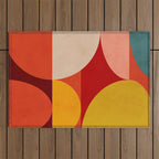 shapes of red mid century art Outdoor Rug Gallery Image 1