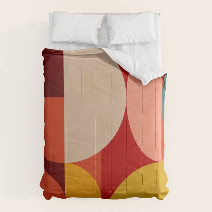shapes of red mid century art Comforter Gallery Image 1