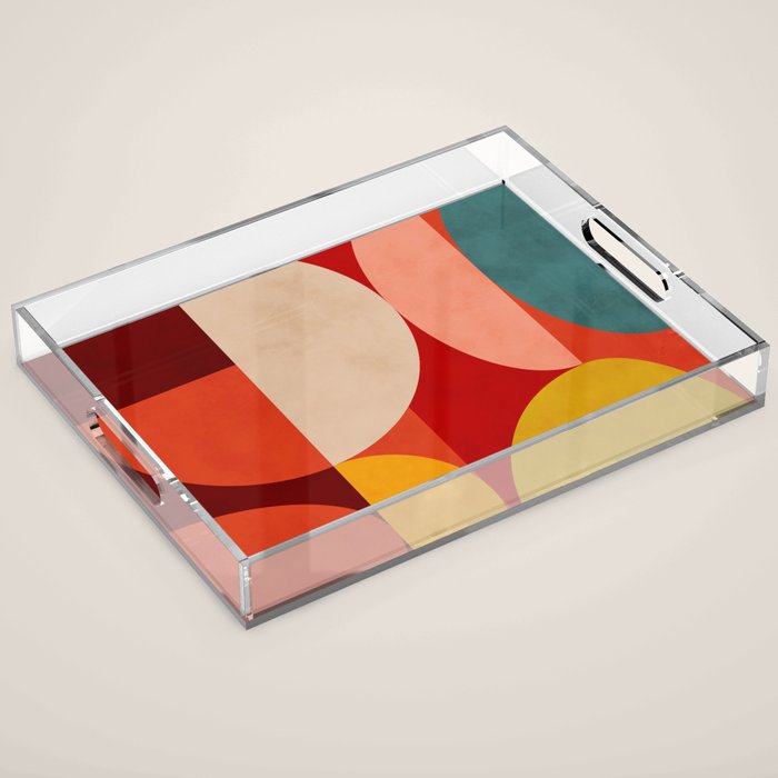 shapes of red mid century art Acrylic Tray Gallery Image 1