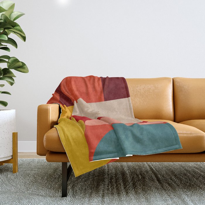 shapes of red mid century art Throw Blanket Gallery Image 1