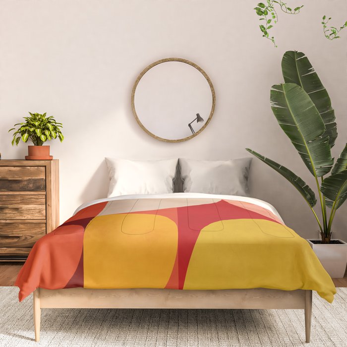 shapes of red mid century art Comforter Gallery Image 3