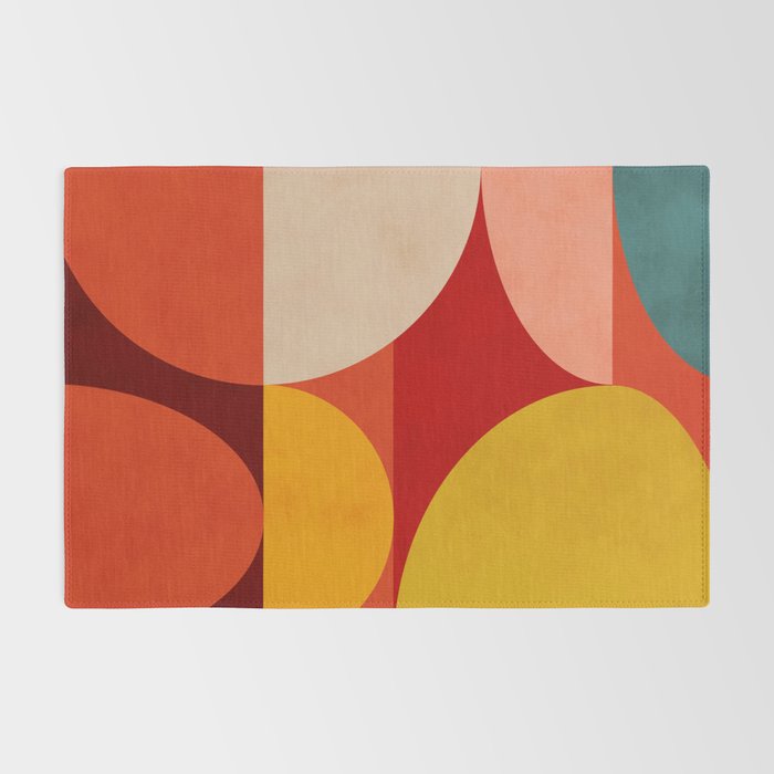 shapes of red mid century art Rug Gallery Image 2