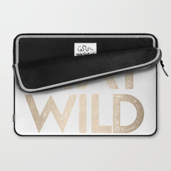 Stay Wild White Gold Quote Laptop Sleeve Gallery Image 2
