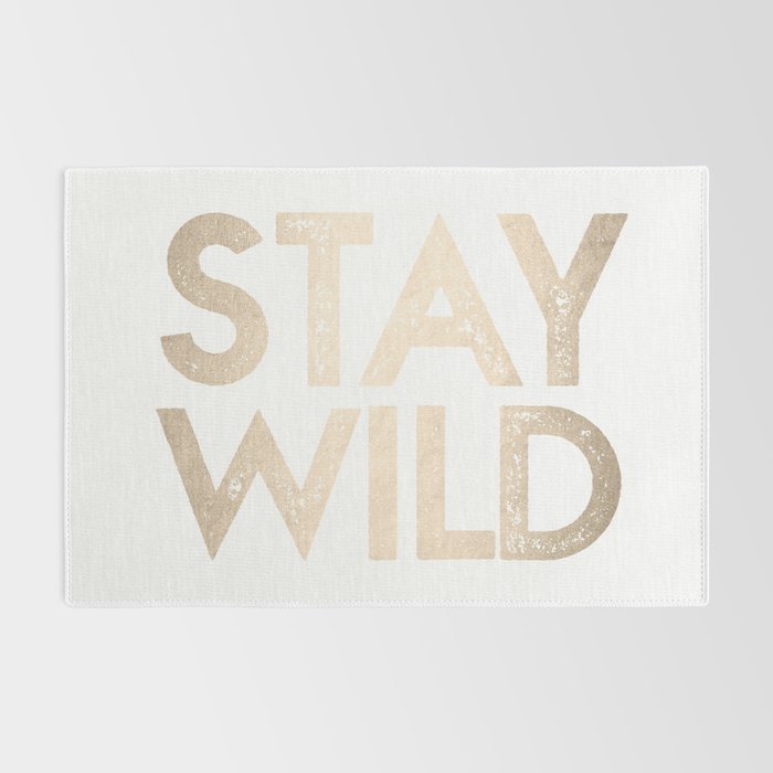 Stay Wild White Gold Quote Rug Gallery Image 2