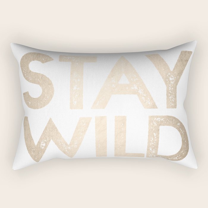 Stay Wild White Gold Quote Rectangular Pillow Gallery Image 2