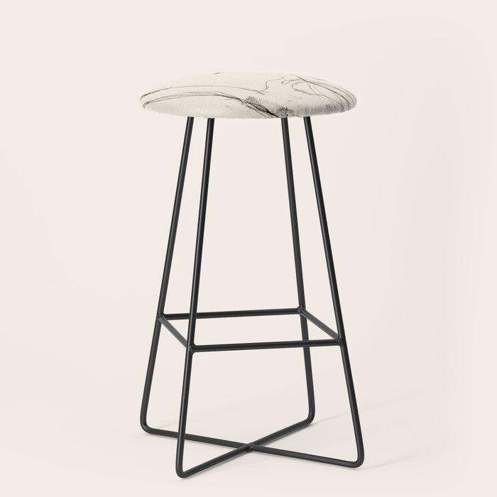 Swans in Ink - Elegant Minimalist Art Stool Gallery Image 1
