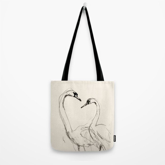 Swans in Ink - Elegant Minimalist Art Tote Bag Gallery Image 2