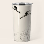 Swans in Ink - Elegant Minimalist Art Travel Mug Gallery Image 1