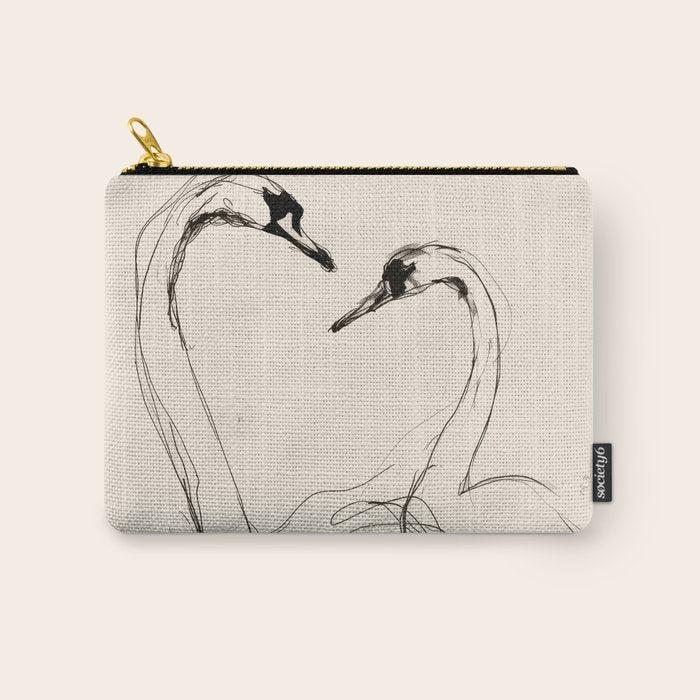 Swans in Ink - Elegant Minimalist Art Carry All Pouch Gallery Image 1