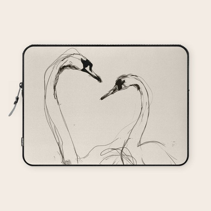 Swans in Ink - Elegant Minimalist Art Laptop Sleeve Gallery Image 1