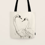 Swans in Ink - Elegant Minimalist Art Tote Bag Gallery Image 1